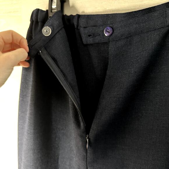 PENDLETON Vintage Navy Blue Knee Pencil Skirt Elastic Pockets Size 10 - Picture 5 of 6